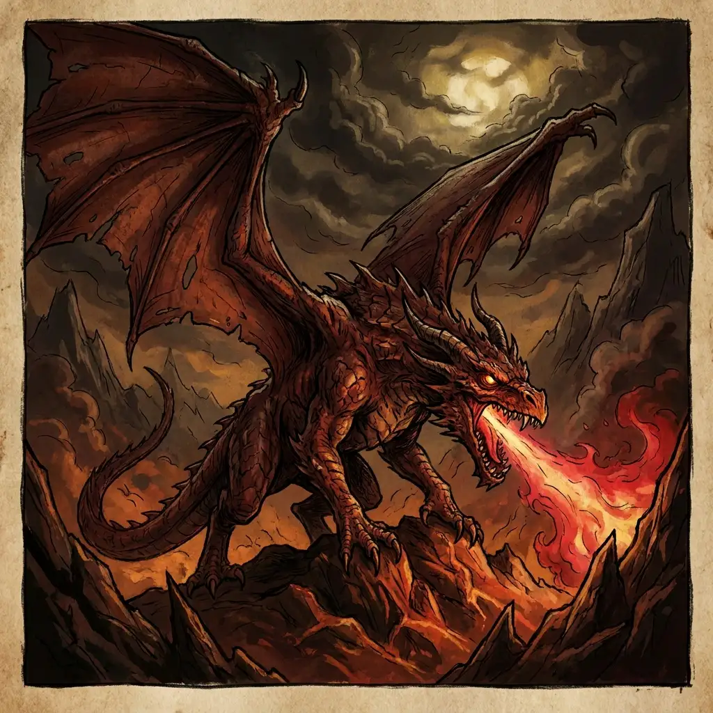 AI-generated legendary dragon in dark fantasy style